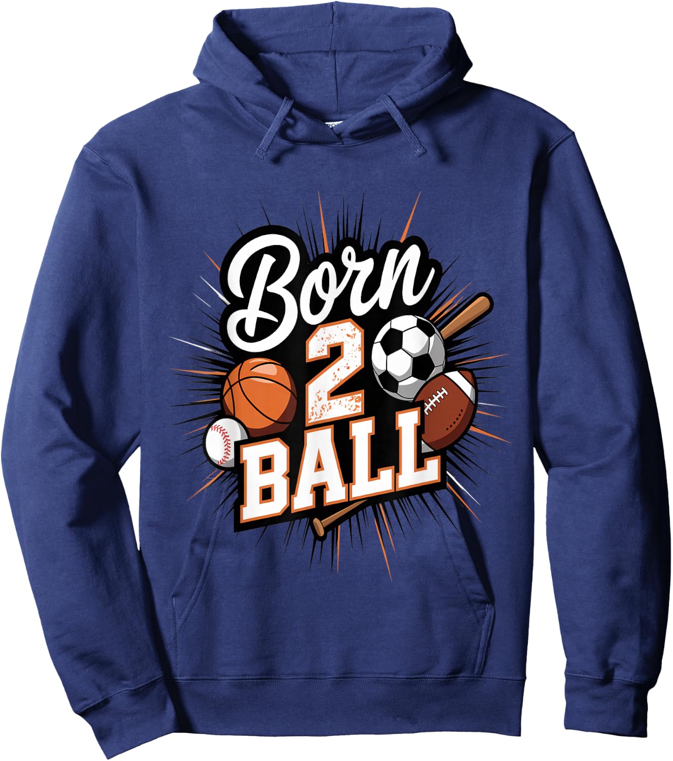 Born 2 Ball Sports 2nd Birthday Design Hoodie - Hoodie | Navy
