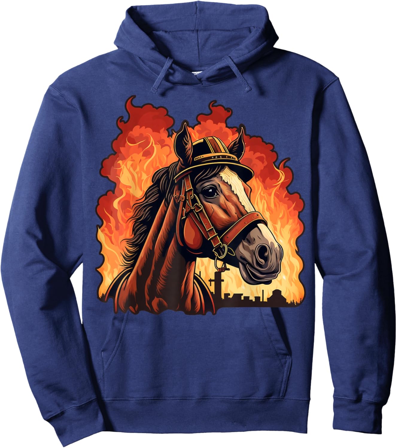 Horse Fireman on Firefighter Horse Hoodie - Hoodie | Navy