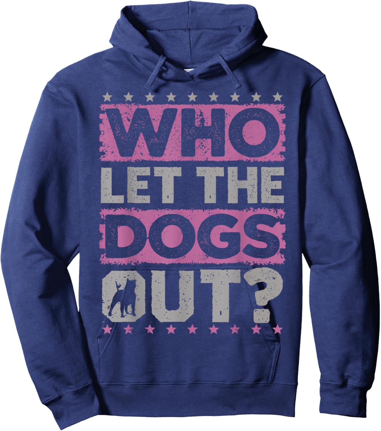 Funny Dog & Dog Toys Supplies Dog Owner 'Who Let The Dogs Out?' - Black, Small, , Short Sleeve, Regular Fit, Cotton & Polyester Blend Hoodie - Hoodie | Navy