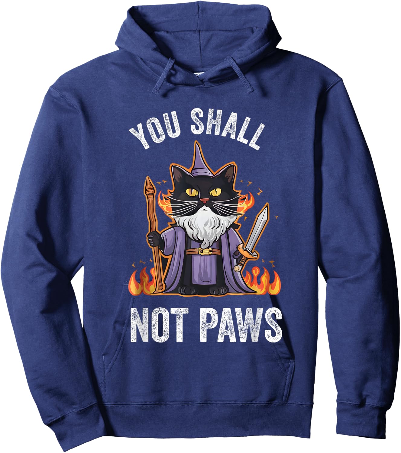 You Shall Not Paws Cute Funny RPG Cat Wizard Hoodie - Hoodie | Navy