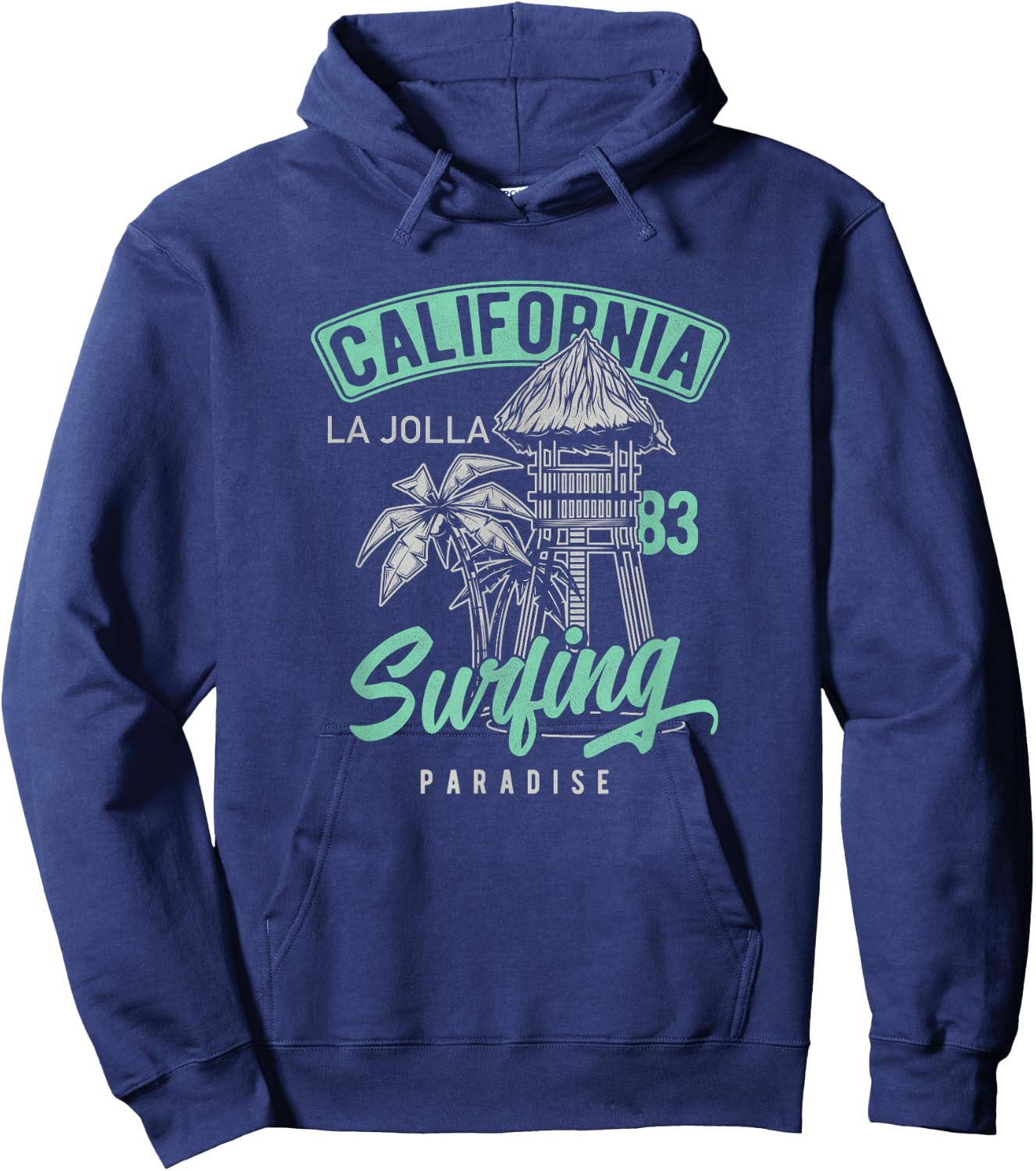 La Jolla Vintage Retro / 70s 80s Throwback Surf Hoodie - Hoodie | Navy