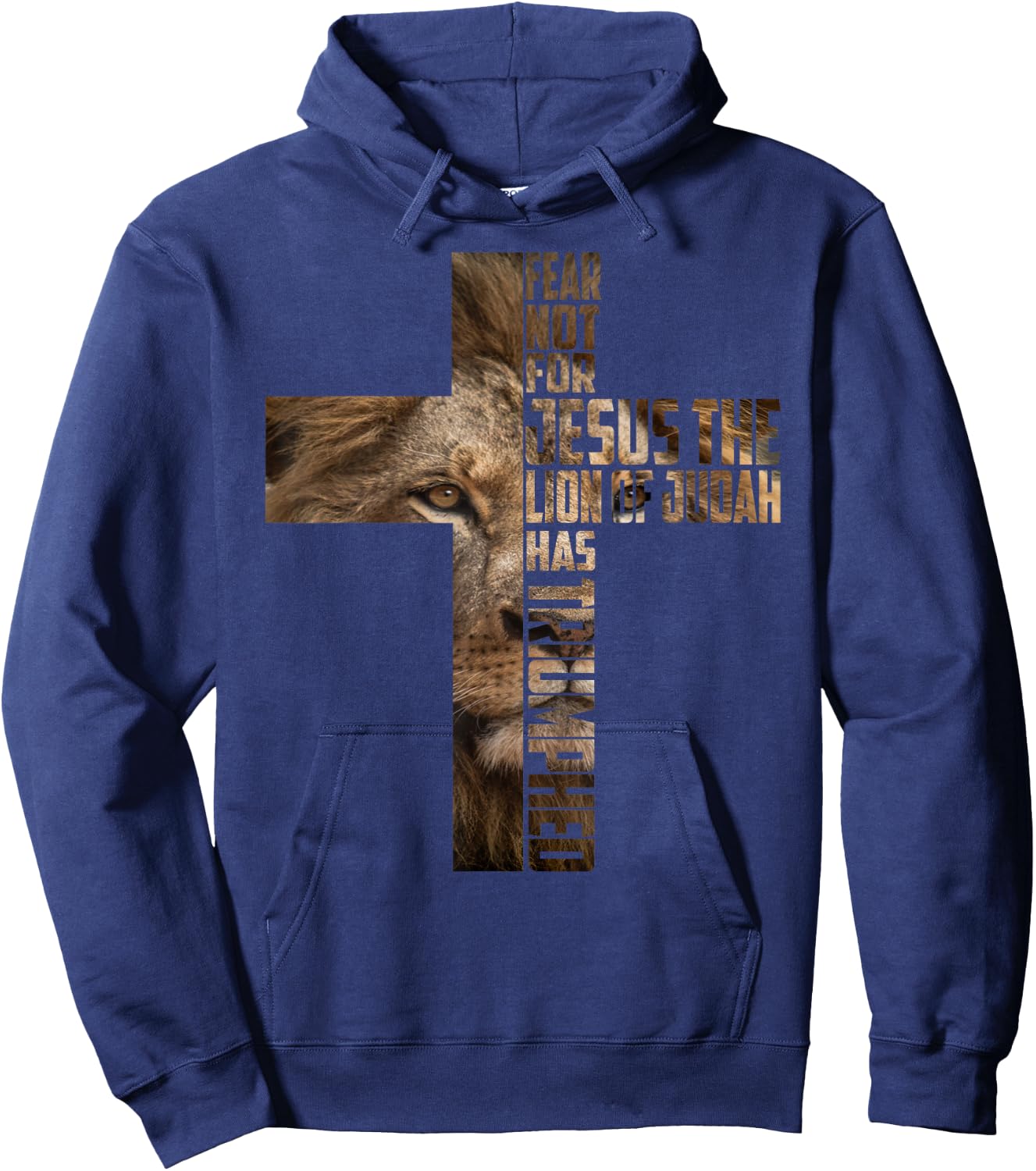 Jesus Lion Judah Cross Faith Christ Gift Hoodie - Hoodie | Navy