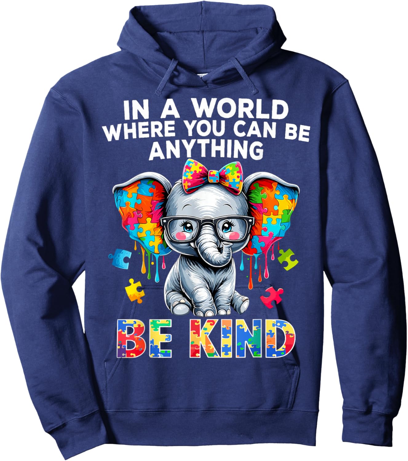 Autism Awareness Elephant Puzzle Autism Hoodie - Hoodie | Navy