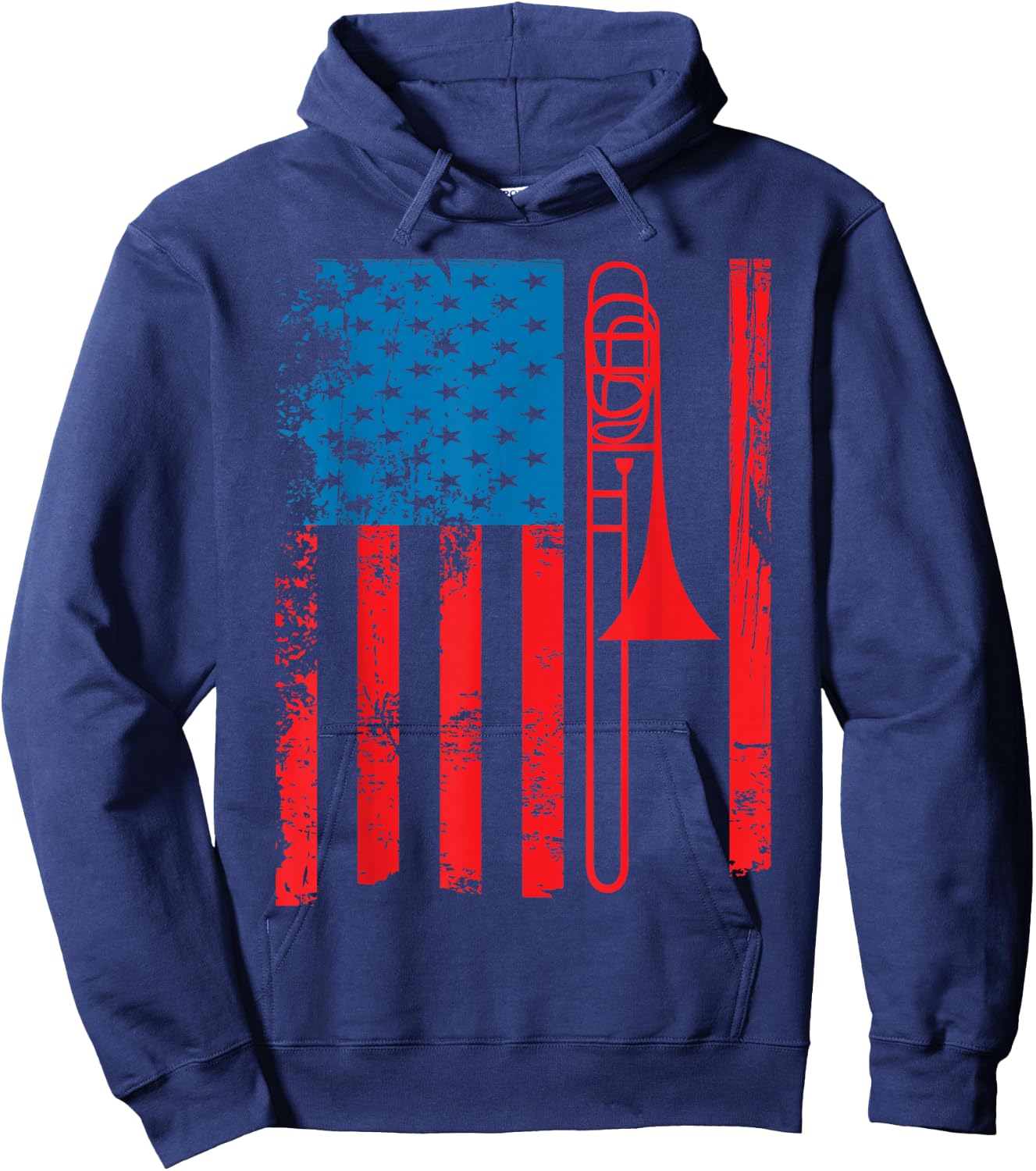 Trombone Player USA Flag Gift Accessories Women Hoodie - Hoodie | Navy