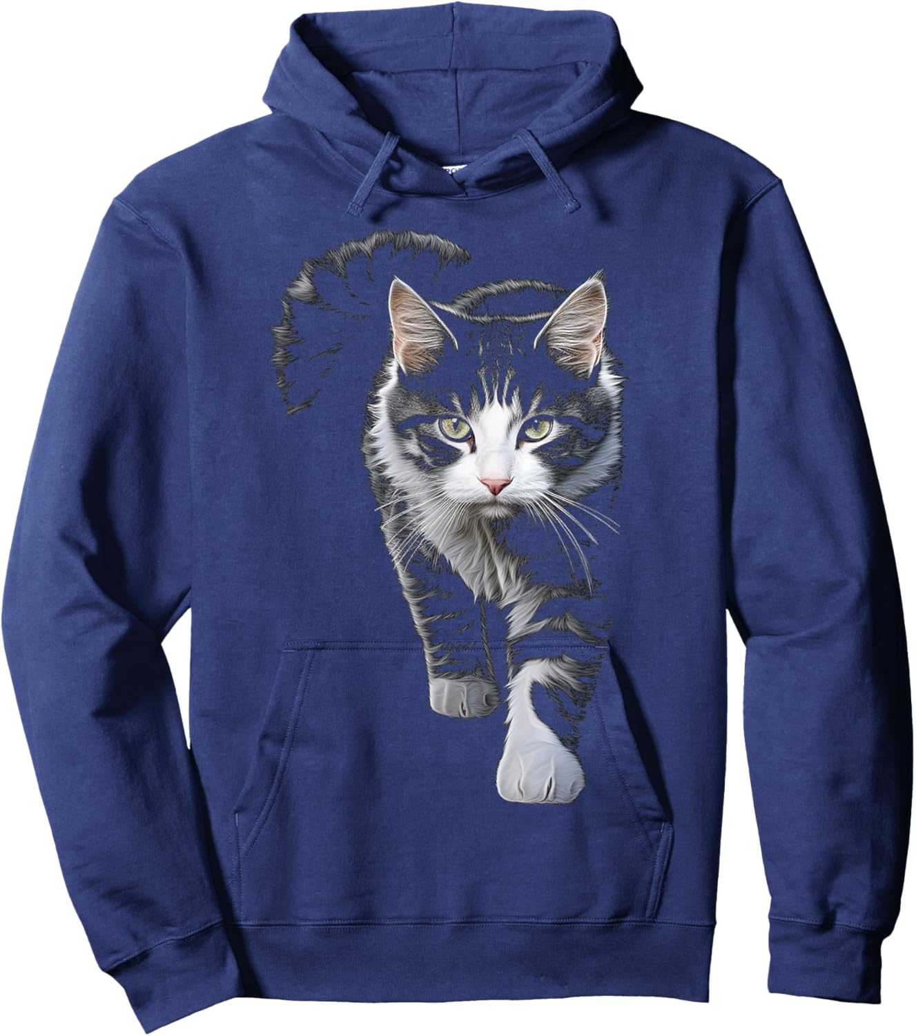 Cat Drawing Animal Art Motif Cat Hoodie - Hoodie | Navy