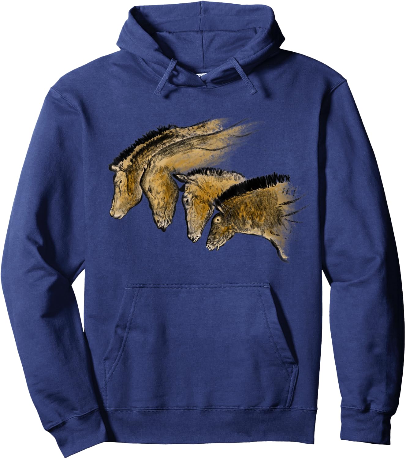 Cave Painting of four horses from Chauvet Hoodie - Hoodie | Navy