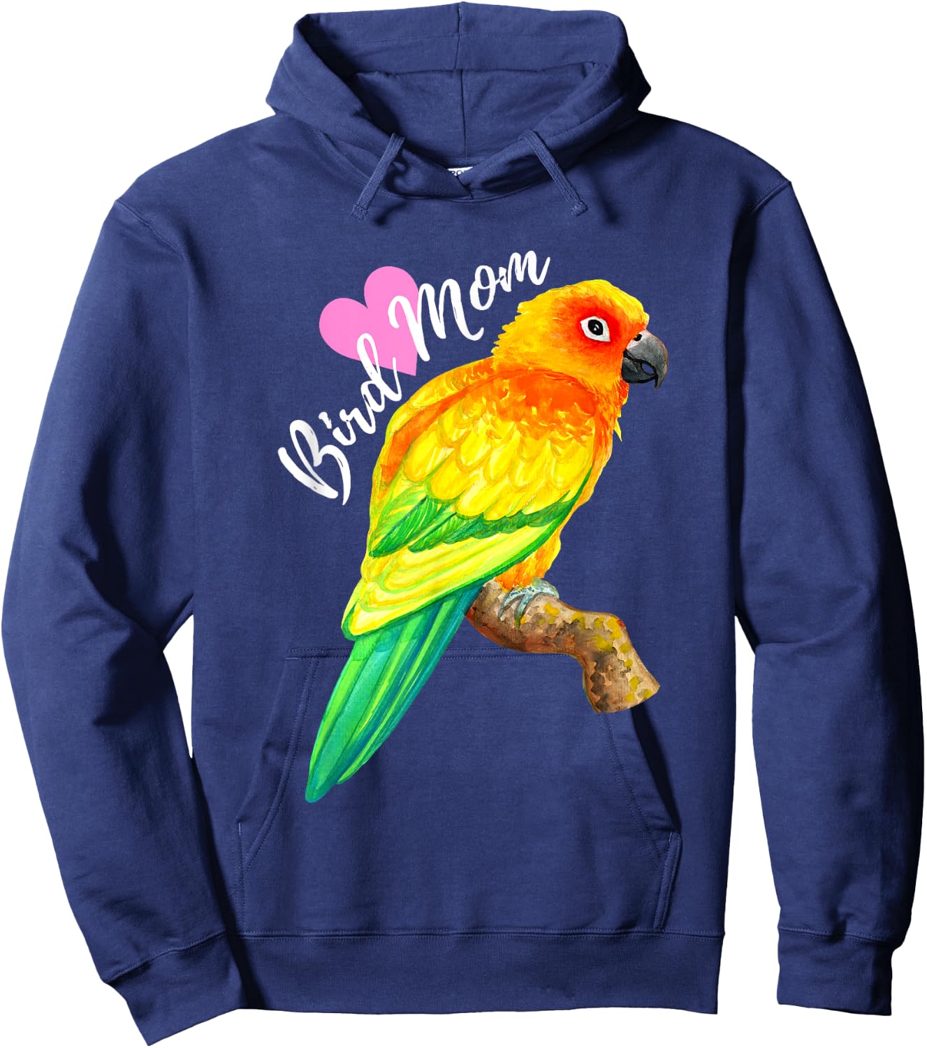 Parrot Bird Mom - Sun Conure Watercolor Hoodie - Hoodie | Navy