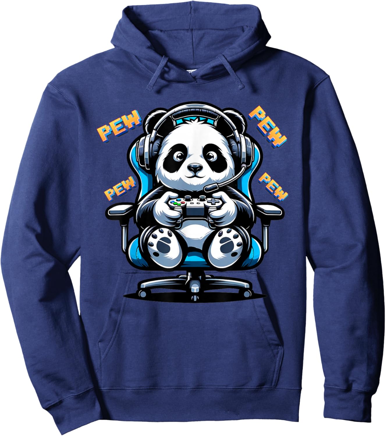 Cute Gaming Panda Pew Video Game Graphic Panda Hoodie - Hoodie | Navy