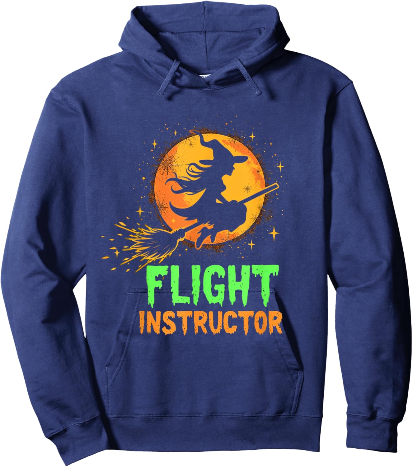FLIGHT INSTRUCTOR Witch Broomstick Hoodie - Hoodie | Navy