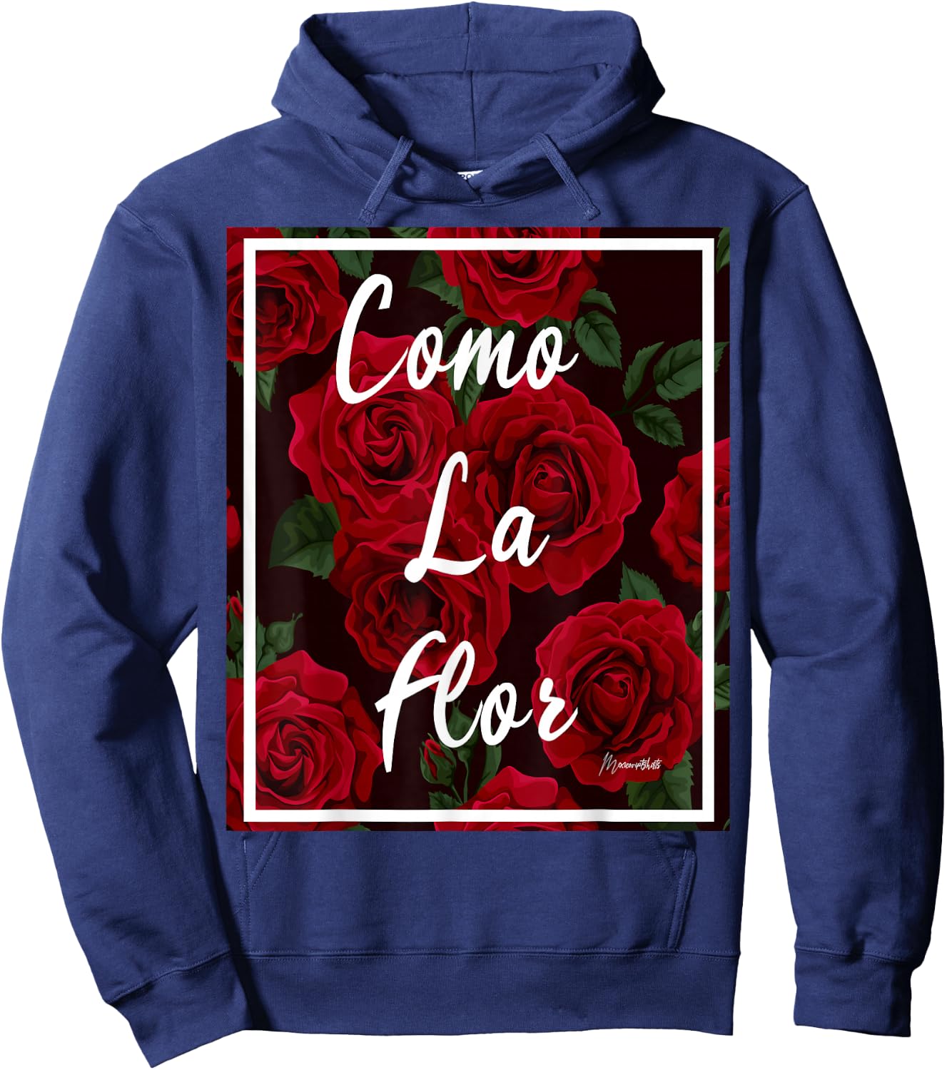 Como LA Flor RED Roses T Shirt Hoodie - Hoodie | Navy