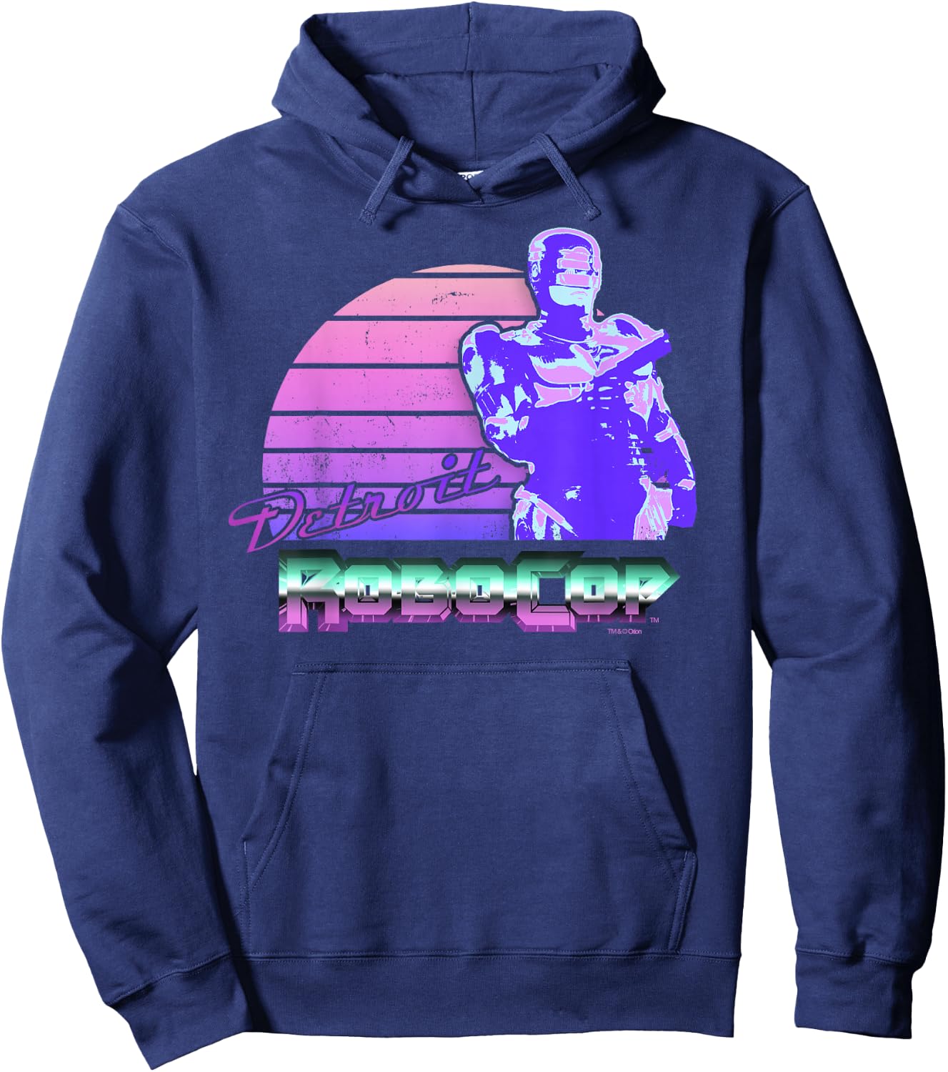 Robocop Detroit Retro-Style Portrait Hoodie - Hoodie | Navy