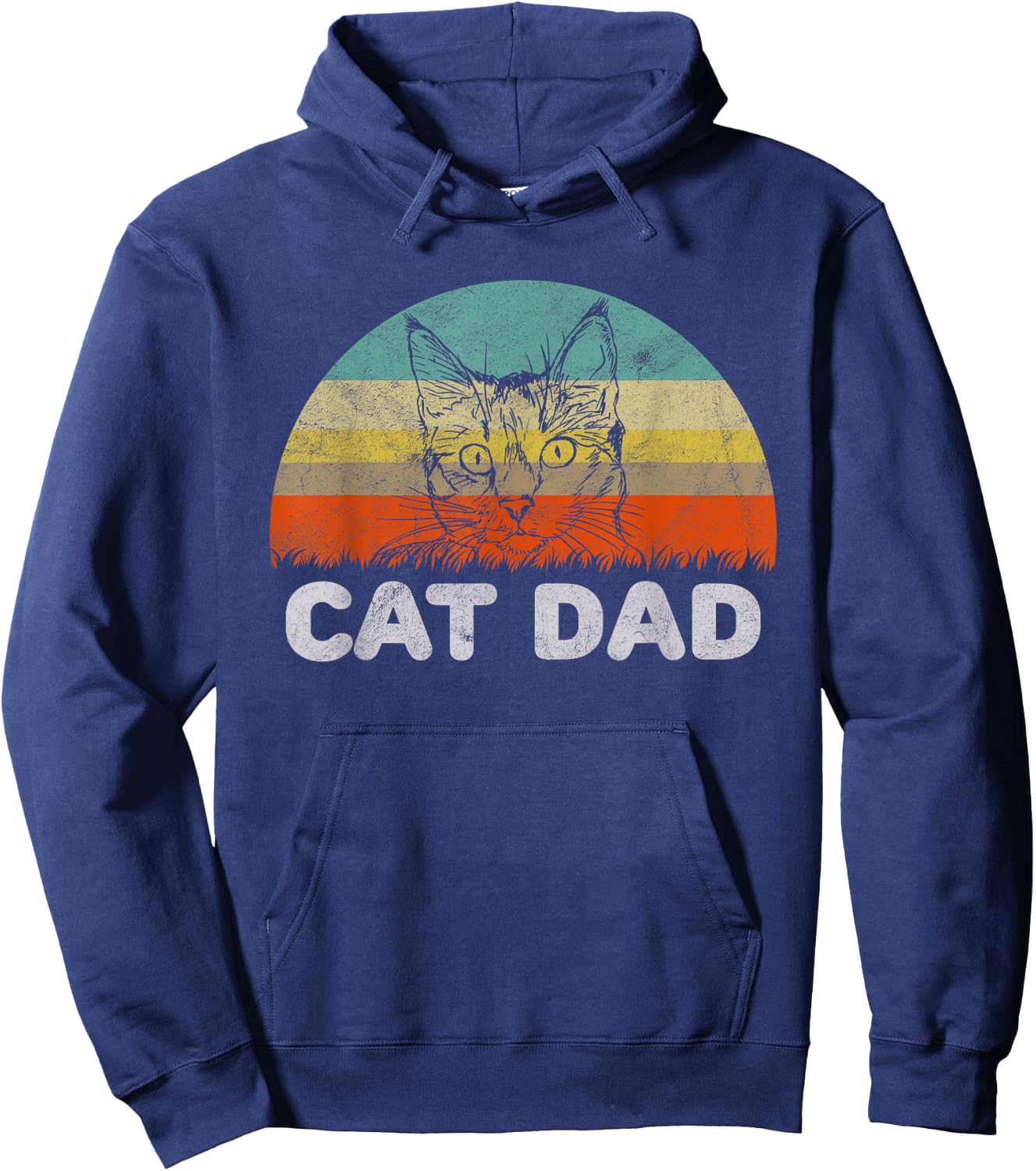 Retro Style Cat Dad Gift Cat Lover Men Hoodie - Hoodie | Navy