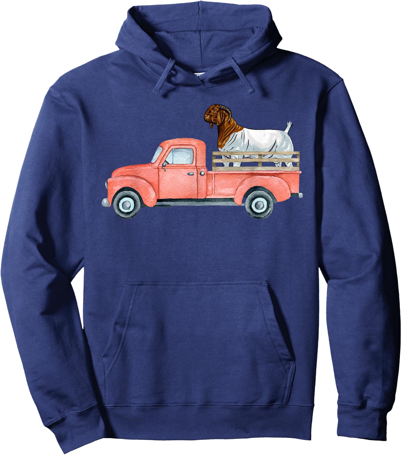 Boer Goat Buck in a Red Truck Hoodie - Hoodie | Navy