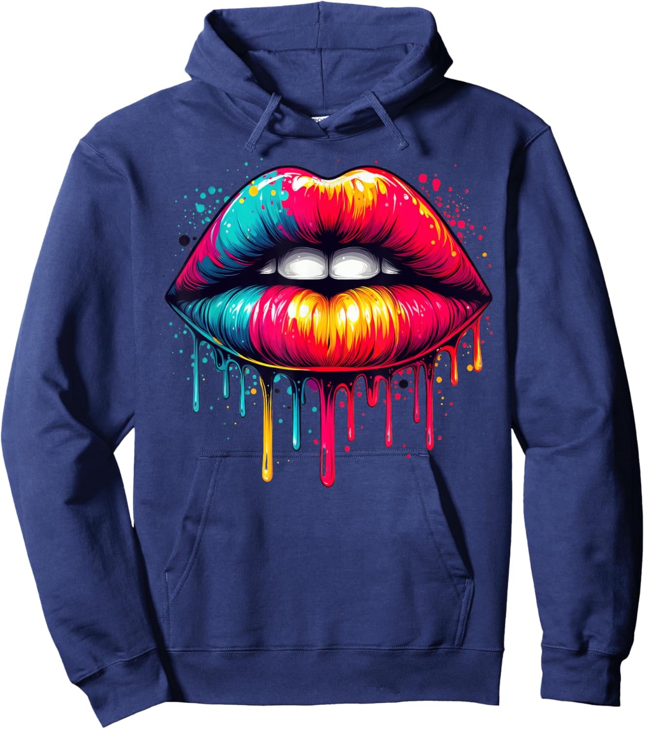 Lips Kiss Shirt Men Kids Colorful Lips Hoodie - Hoodie | Navy