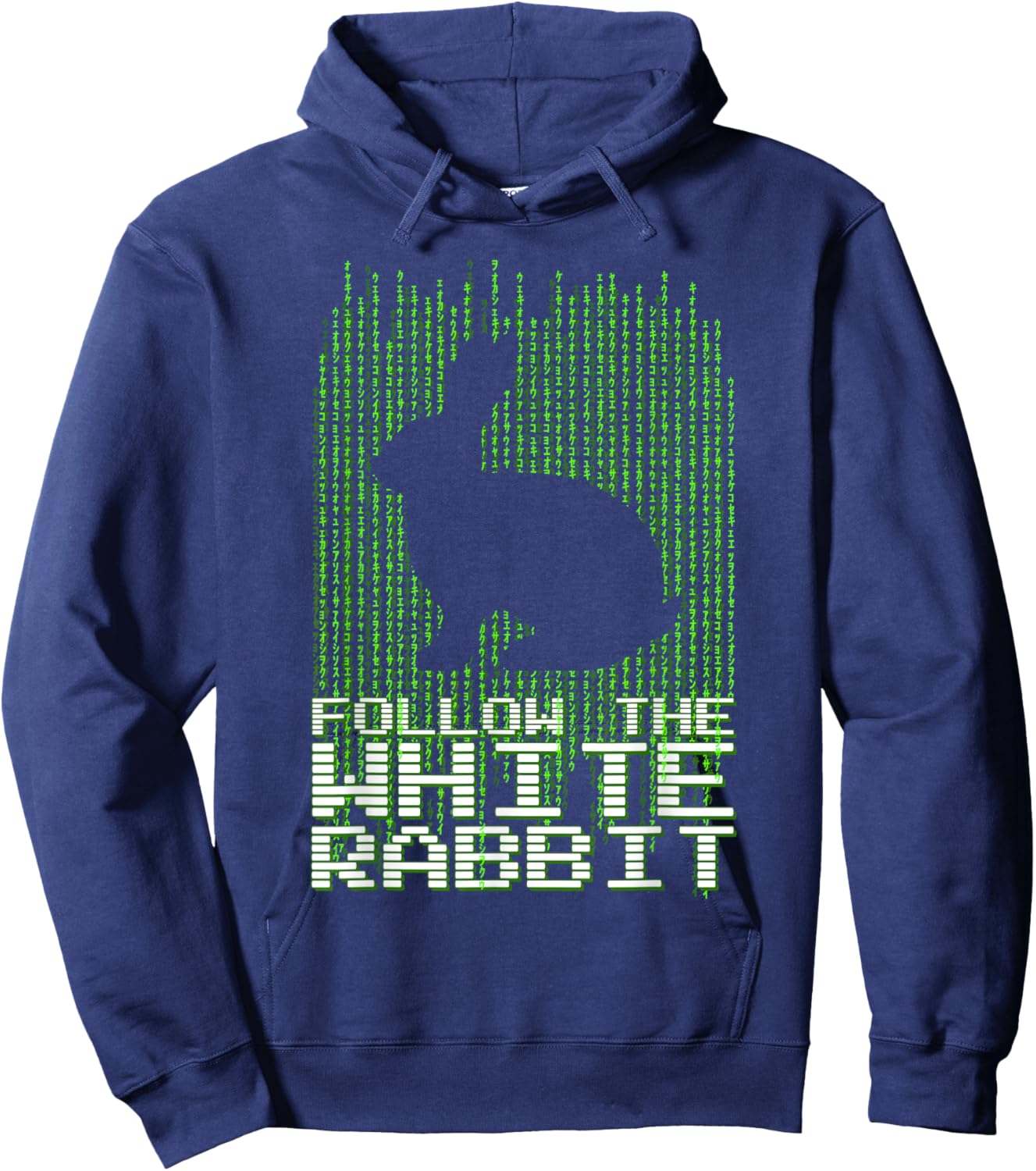 Follow the White Rabbit Code Quote Hoodie - Hoodie | Navy