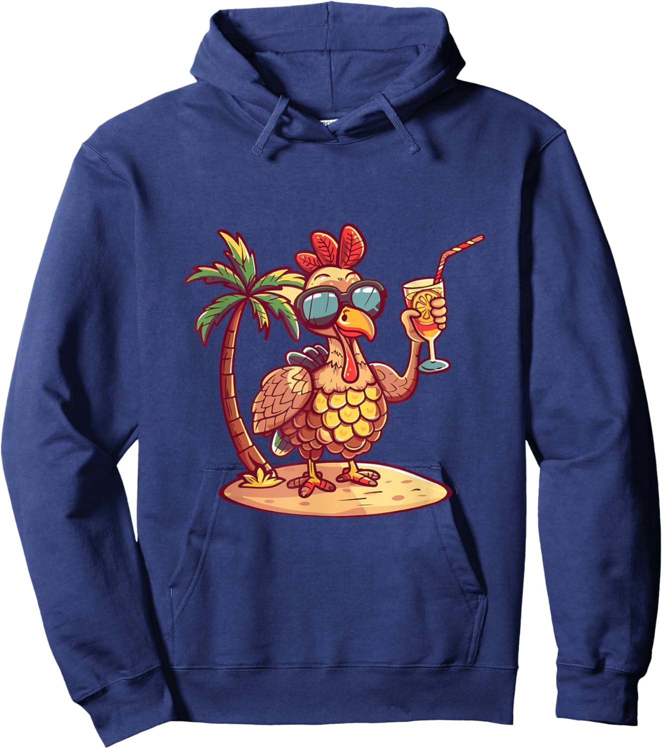 Cute Turkey On Vacation Summer Party Women Kids Hoodie - Hoodie | Navy