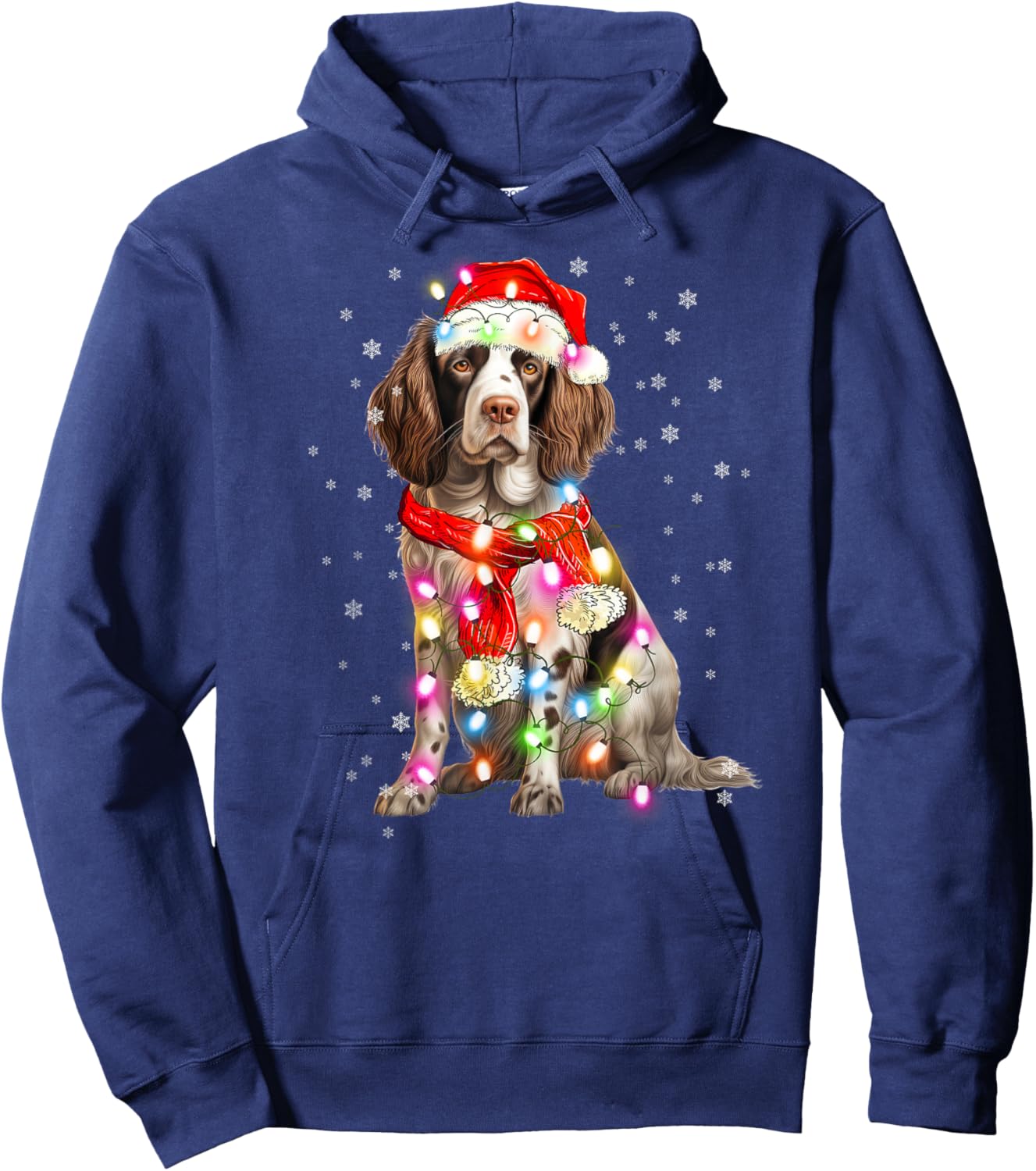 Santa Hat Spaniel English Springer Hoodie - Hoodie | Navy