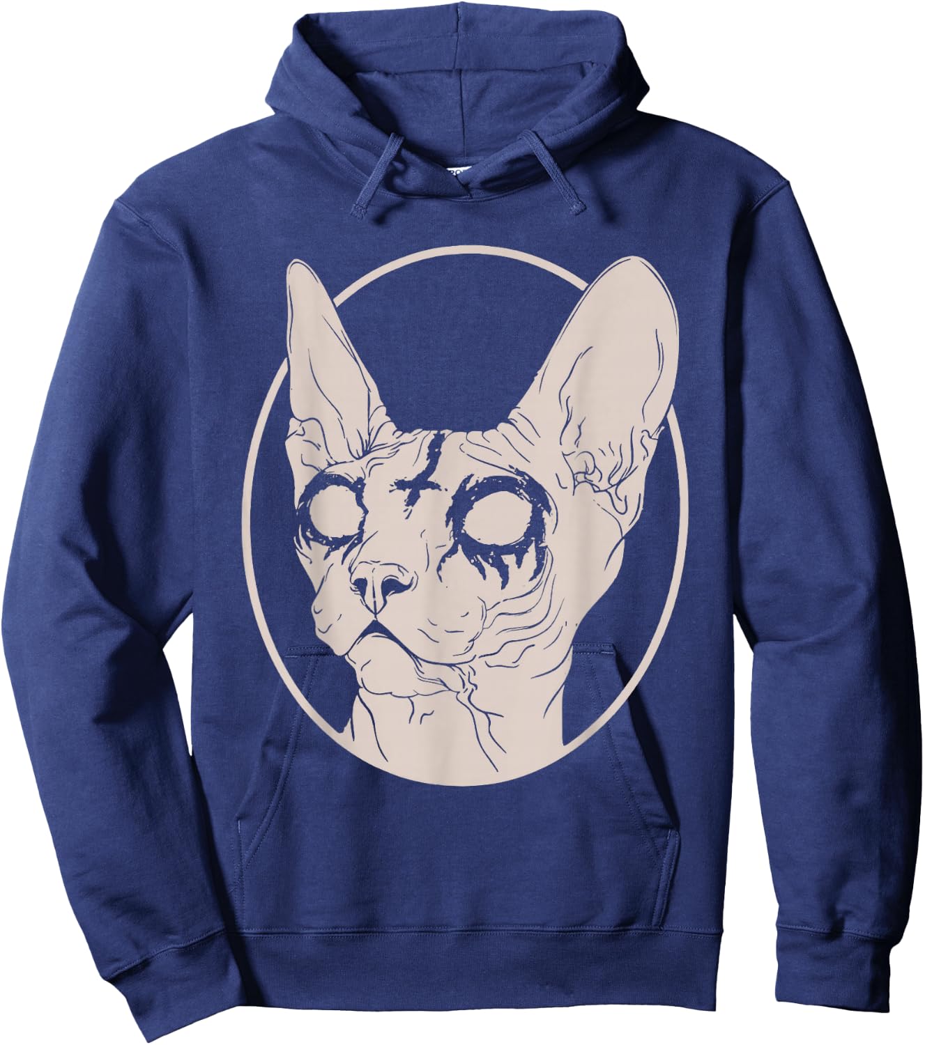 Death Metal Sphynx Cat, Satanic Clothing Women Hoodie - Hoodie | Navy