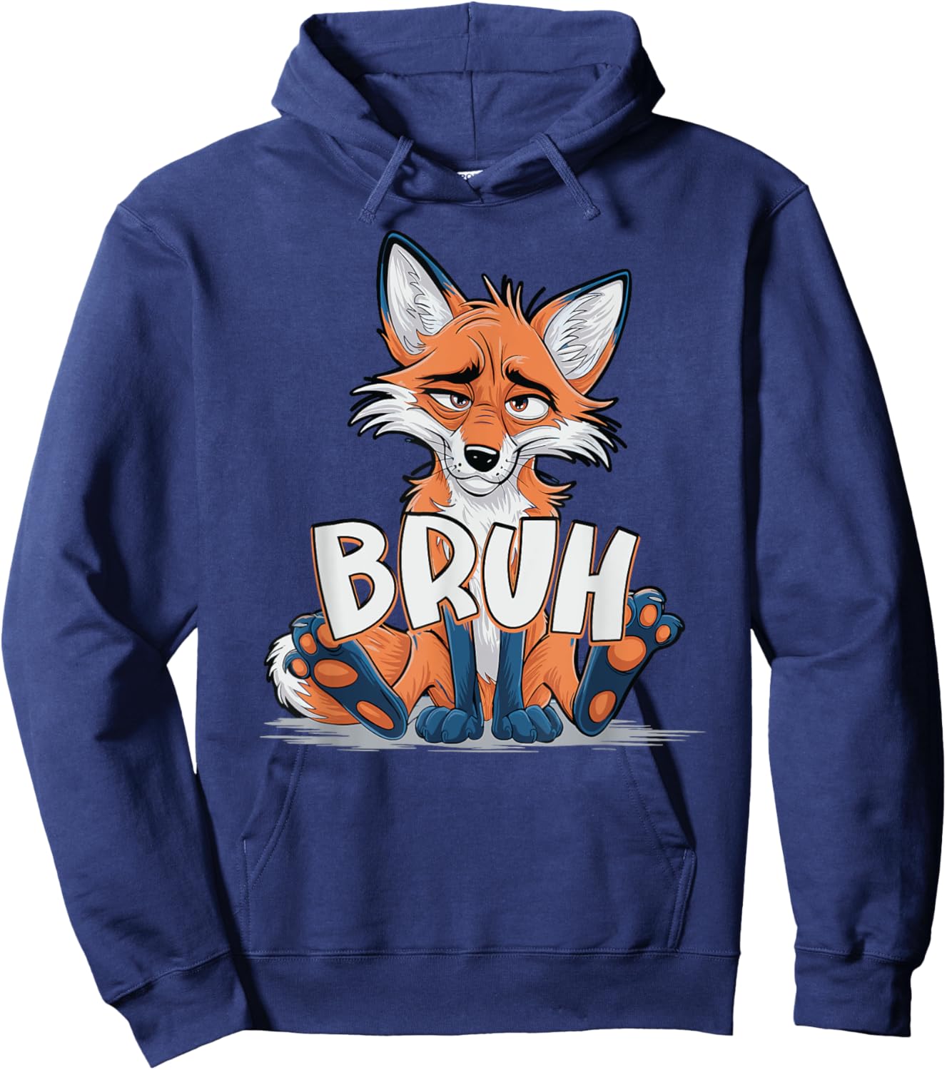 Funny Meme Saying Bruh Fox Graphic Boys Teens Hoodie - Hoodie | Navy