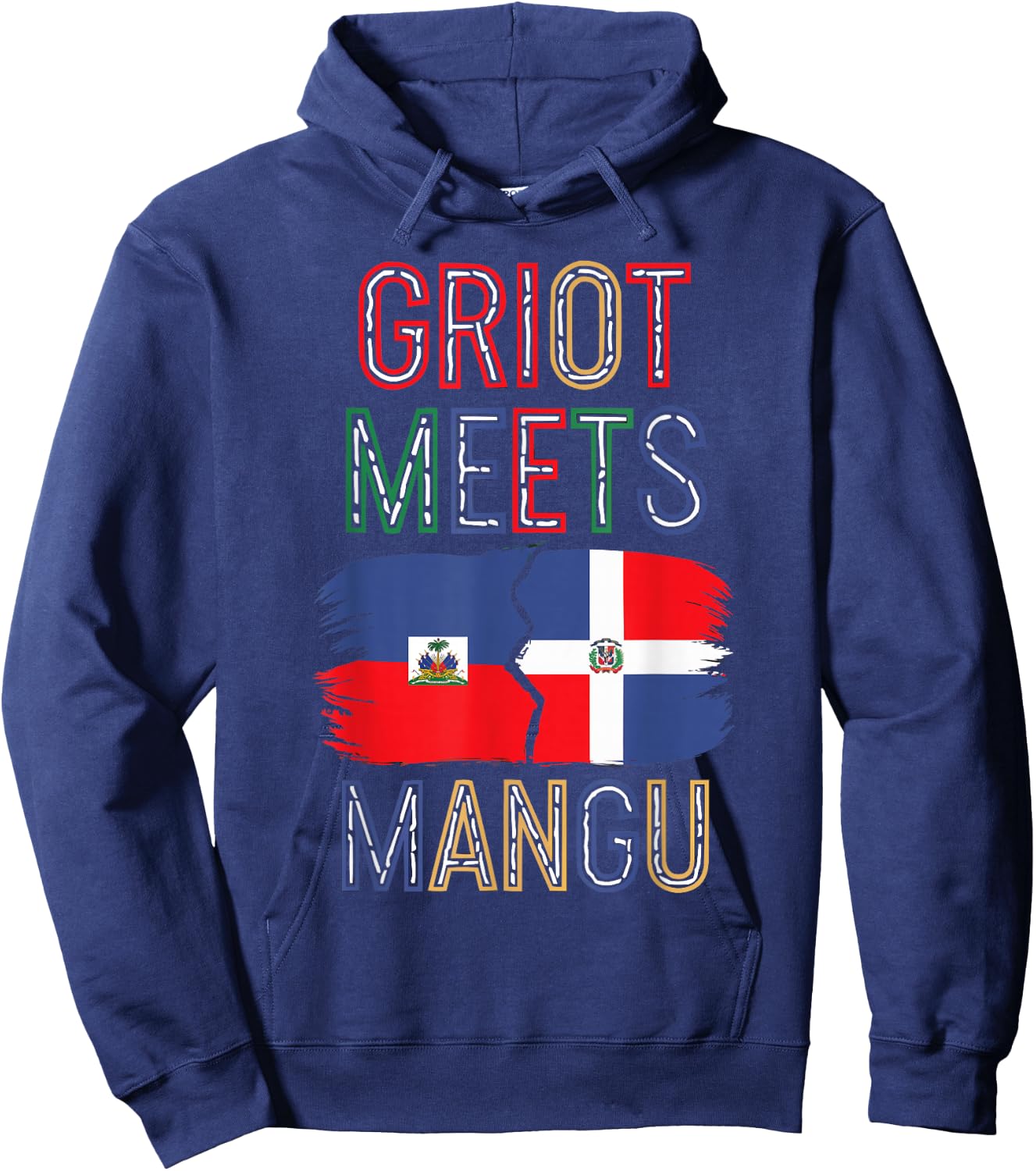 Half Haitian Half Dominican Republic Flag Haiti Hoodie - Hoodie | Navy