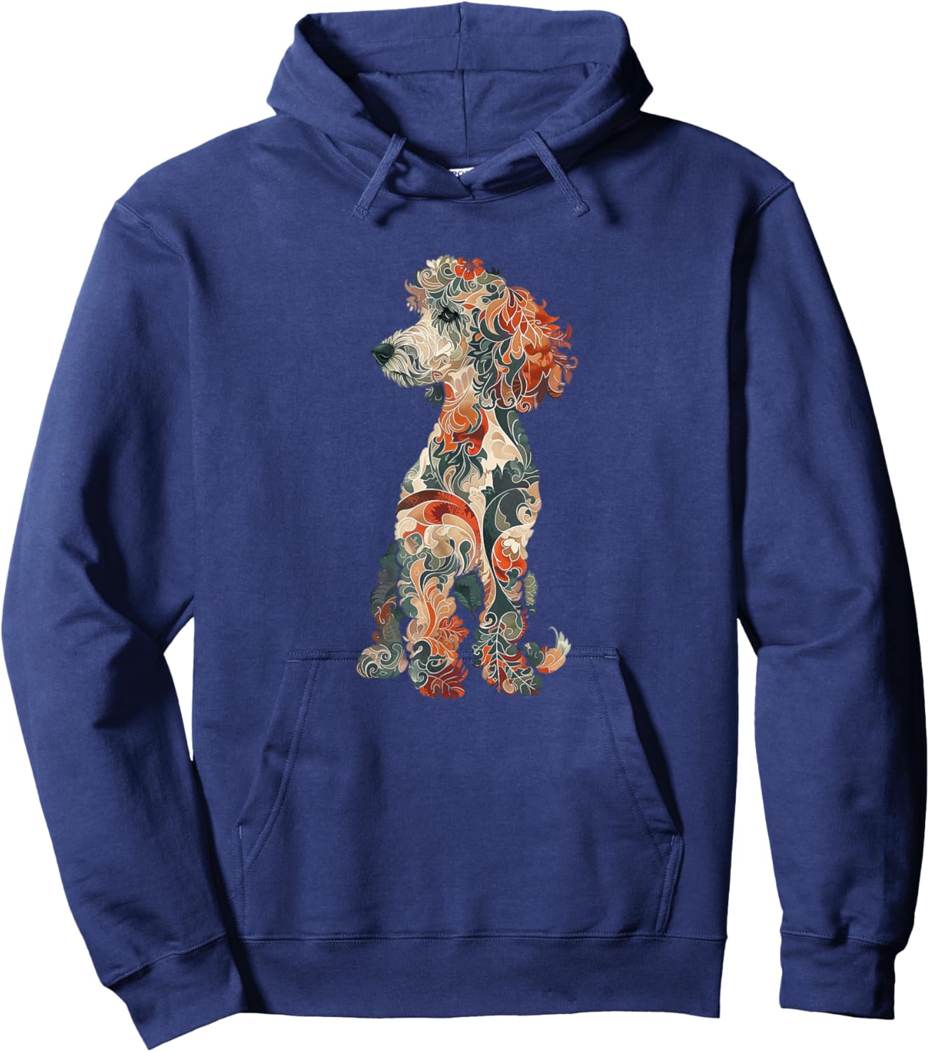 & Girls Multicolored Cute Folk Art Poodle Lover Hoodie - Hoodie | Navy