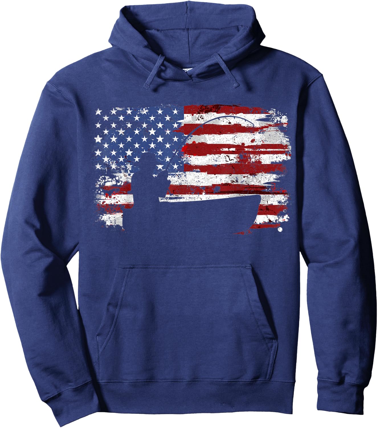 Fishing Vintage American Flag Hoodie - Hoodie | Navy