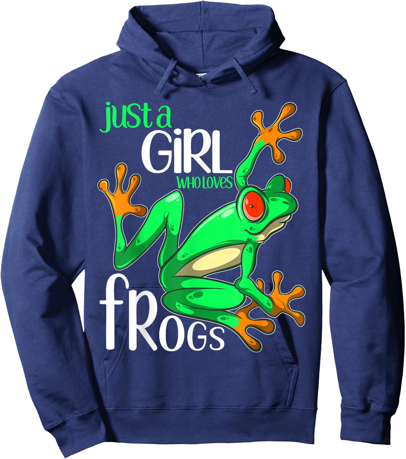 Just a Girl Who Loves Frogs Gift and Girls Frog Hoodie - Hoodie | Navy