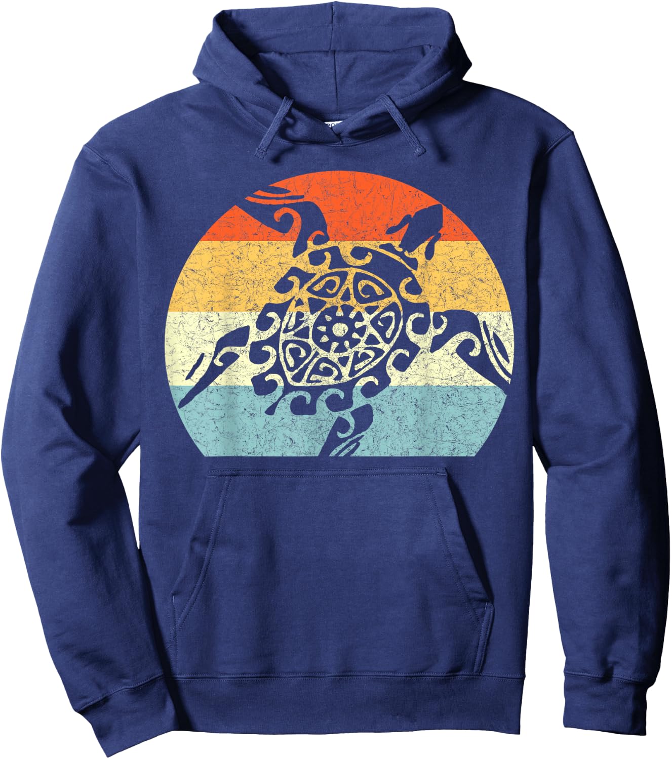Sea Turtle Vintage Retro Throwback Vacation Hoodie - Hoodie | Navy