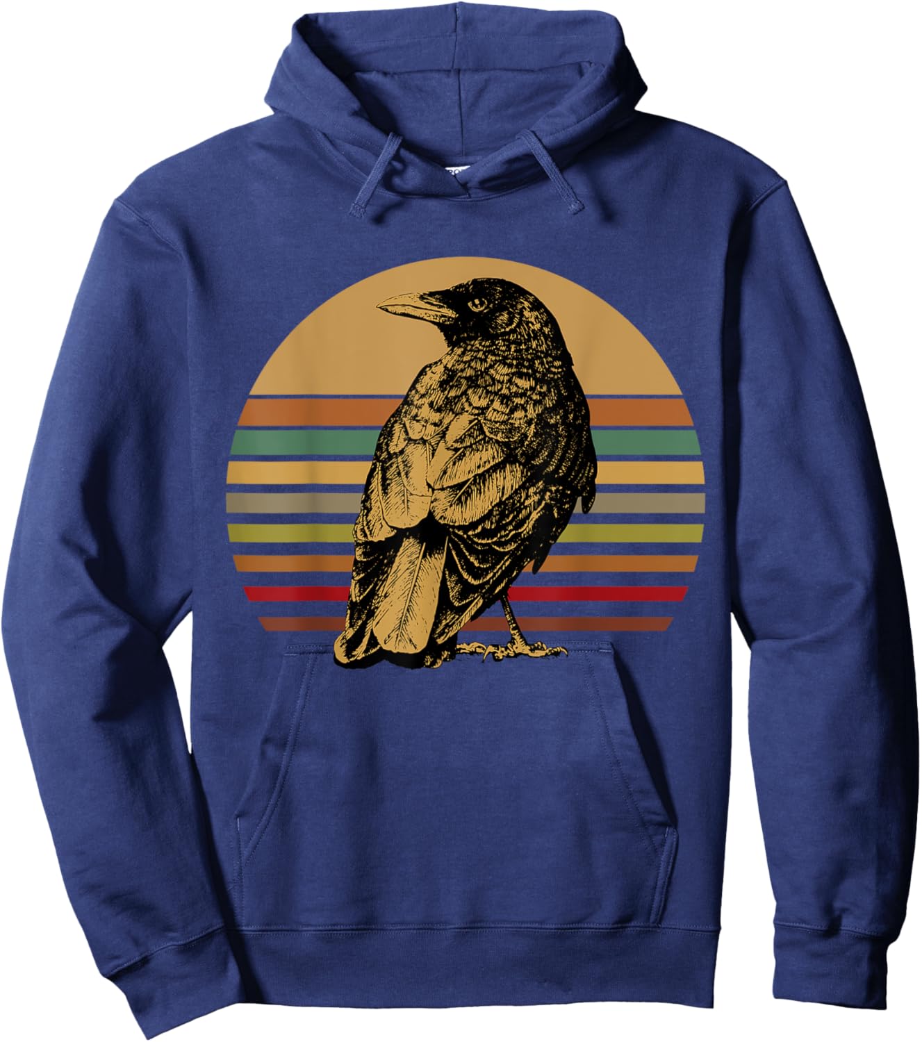 Black Crow Retro Bird Watching Gift Raven Crows Hoodie - Hoodie | Navy