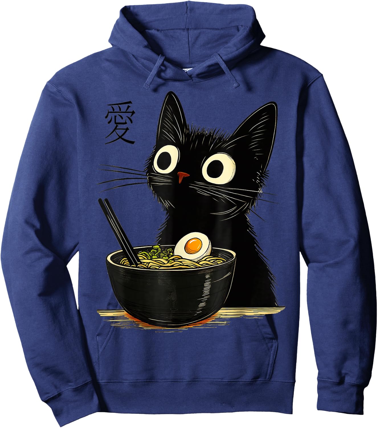Cat Ramen Japanese, Kawaii Anime Noddles Cat Hoodie - Hoodie | Navy