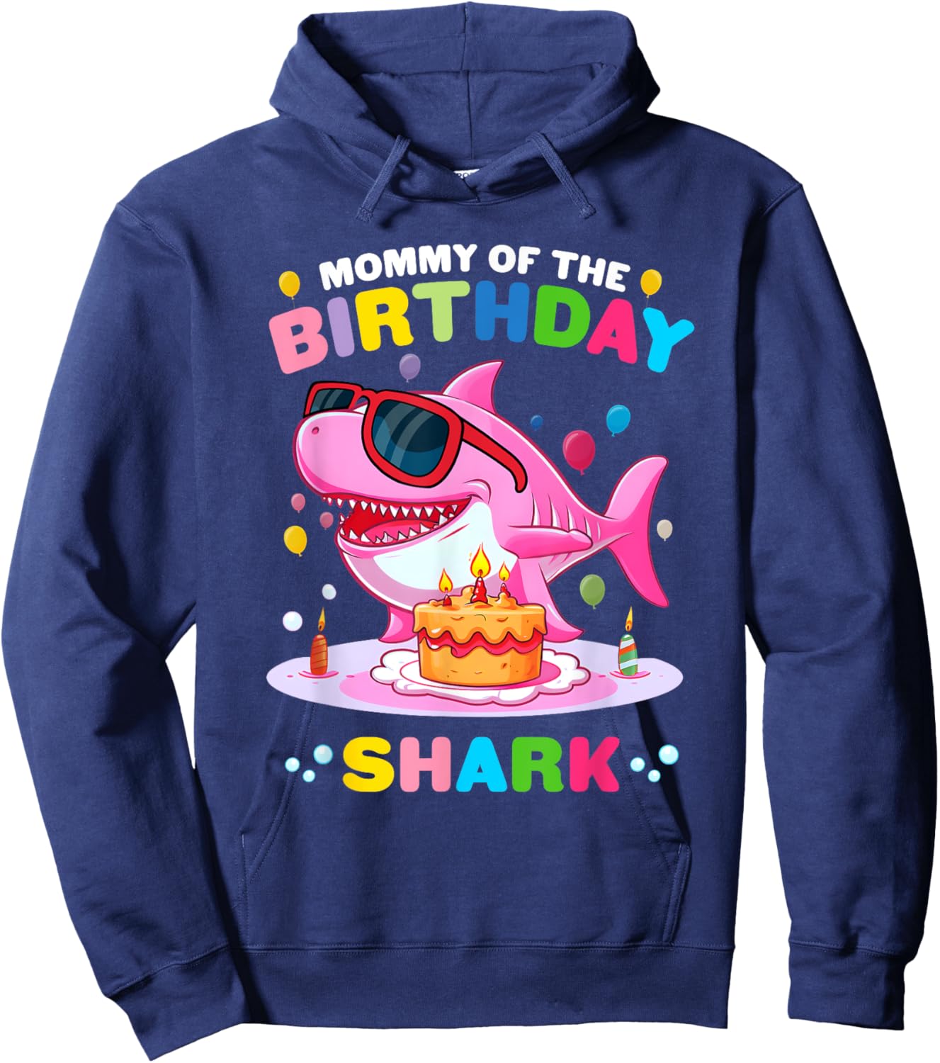 Mommy of the Shark Birthday Mom Matching Family Hoodie - Hoodie | Navy
