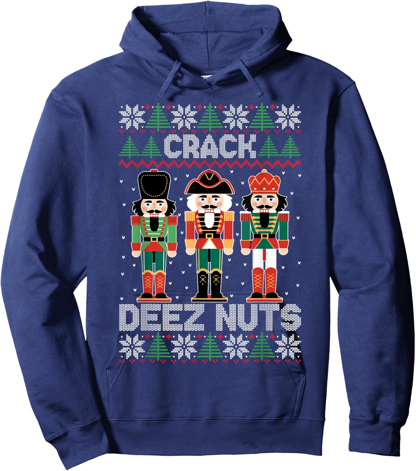 Crack Deez Nuts Funny Ugly Sweater Christmas Hoodie - Hoodie | Navy