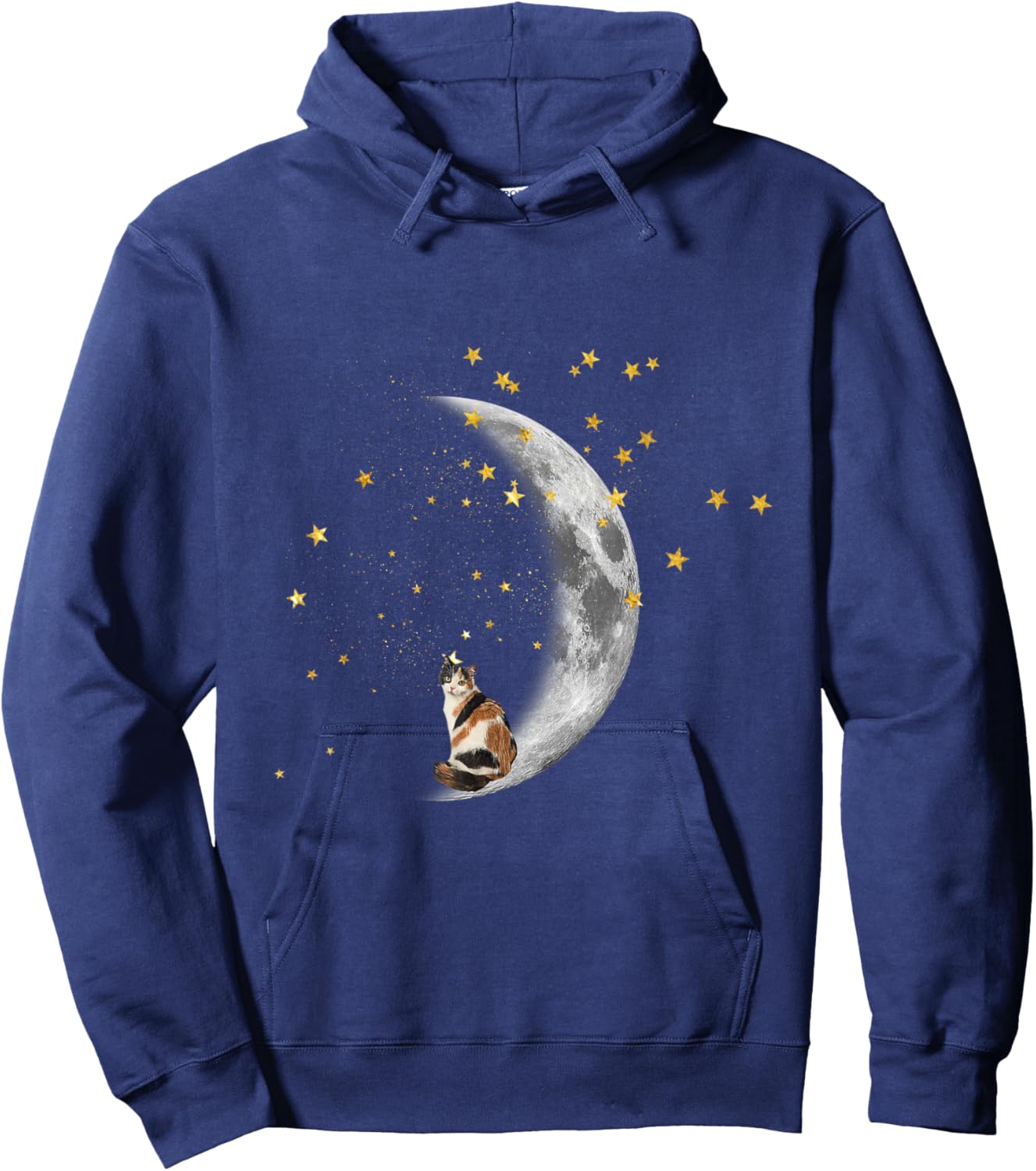 Moon and Stars Calico Cat Women Kids Hoodie - Hoodie | Navy