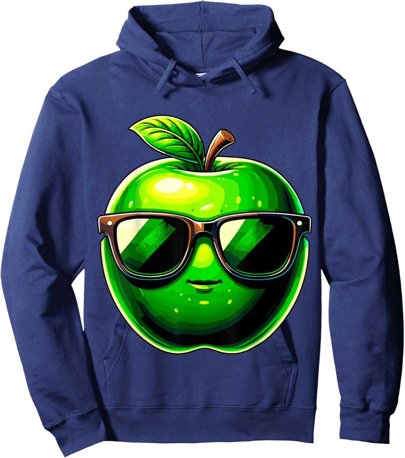 Green Apple with Sunglasses Hoodie - Hoodie | Navy