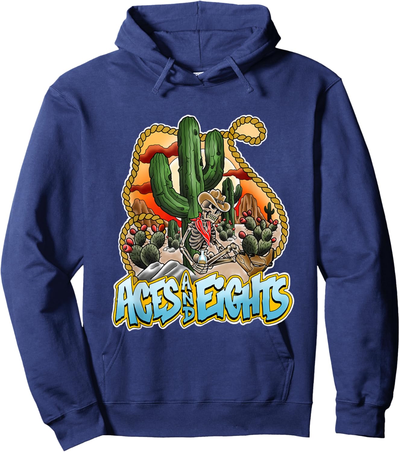 Aces And Eights Desert Scene Hoodie - Hoodie | Navy