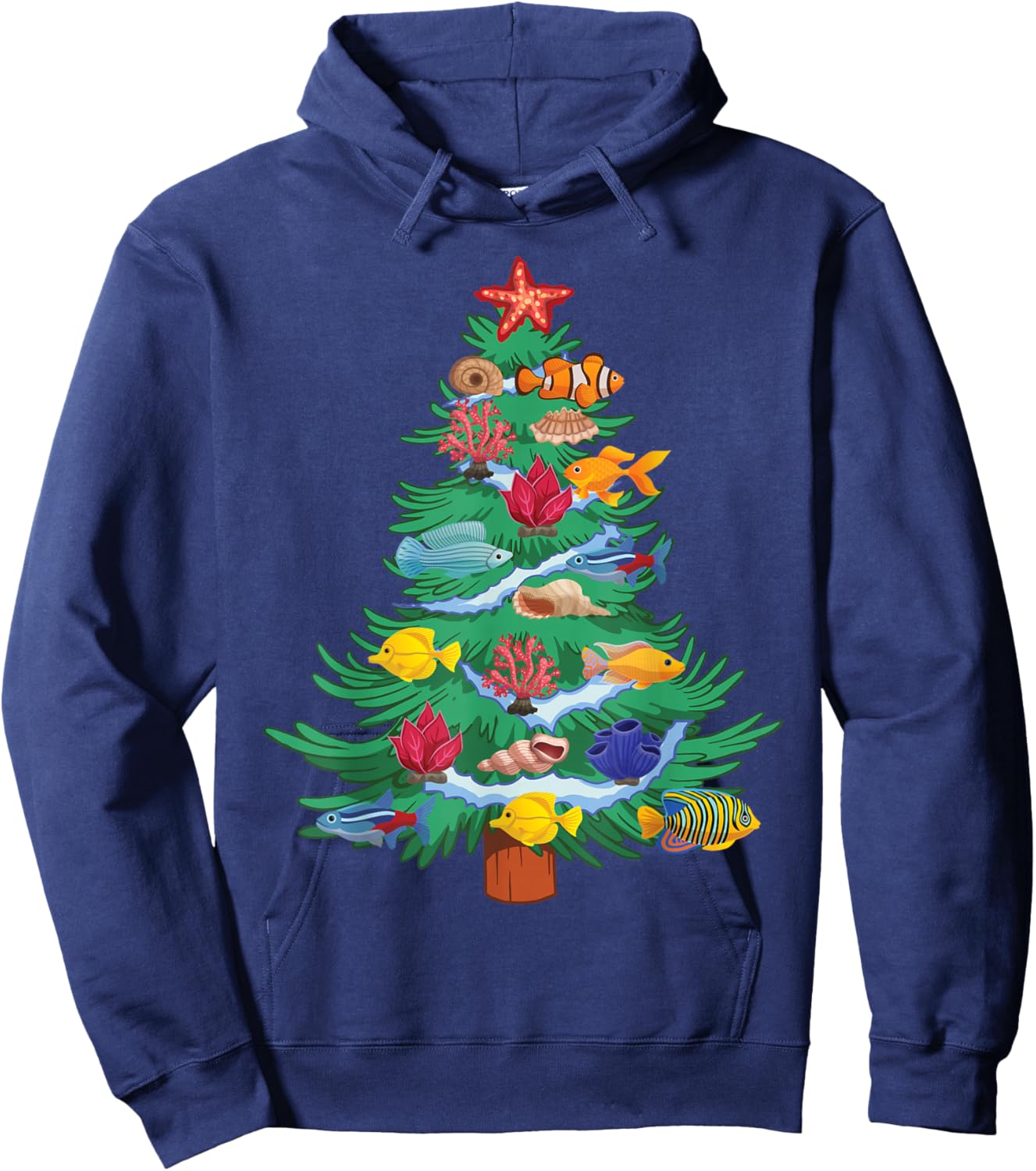 Saltwater Aquarium Christmas Tree Hoodie - Hoodie | Navy