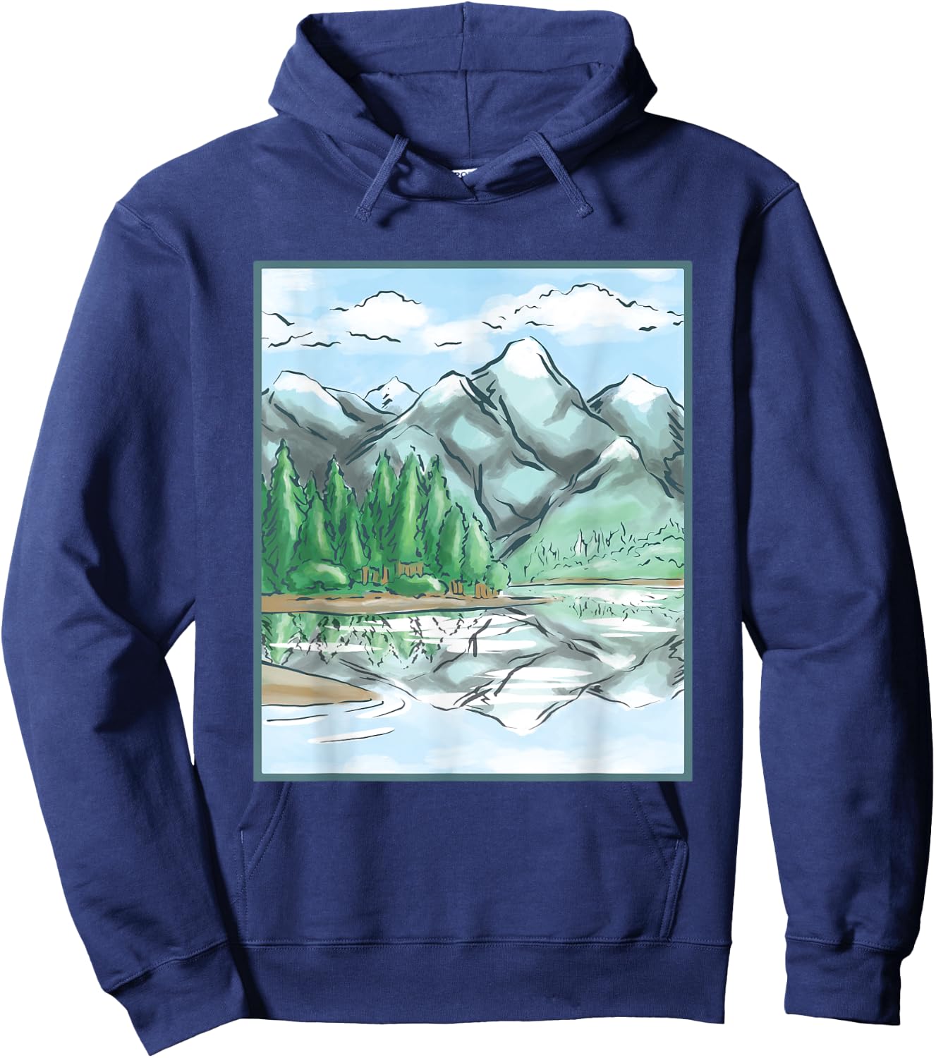 Nature Forest Lake Mountain Landscape Hoodie - Hoodie | Navy