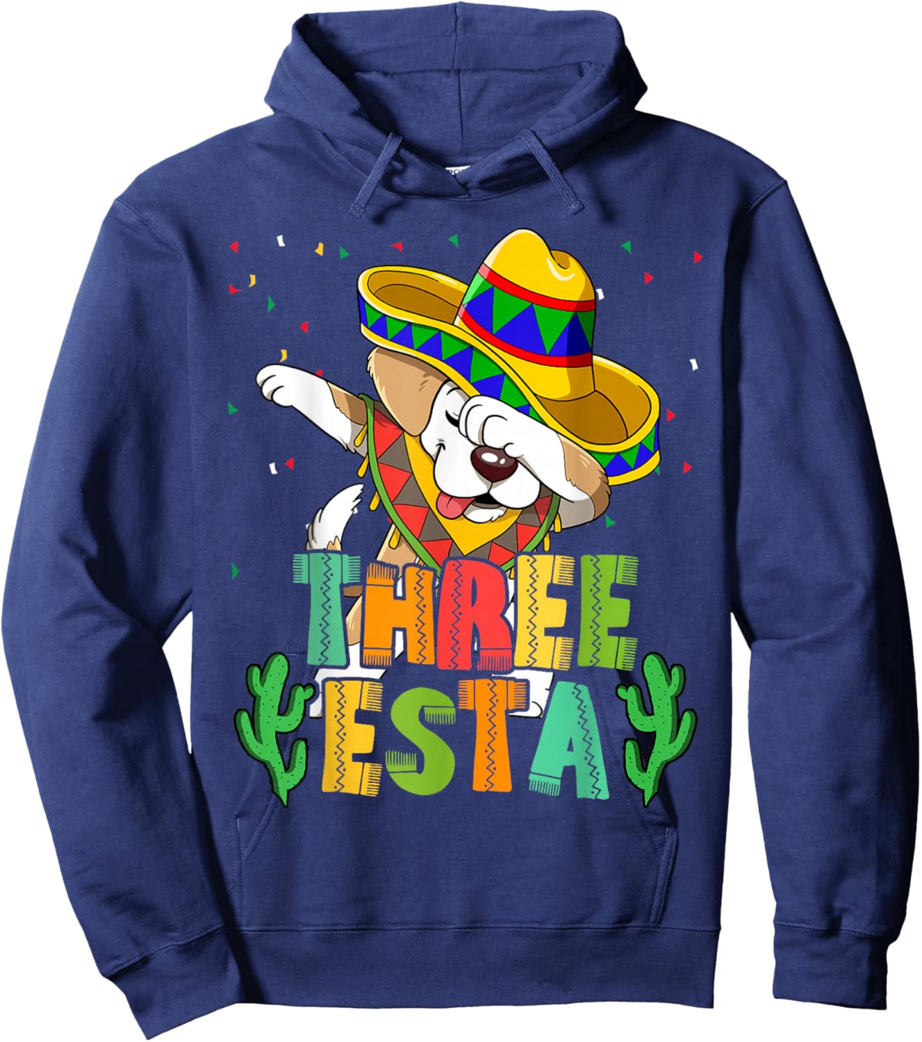Mexican Themed Party 3rd Birthday Three Esta Hoodie - Hoodie | Navy