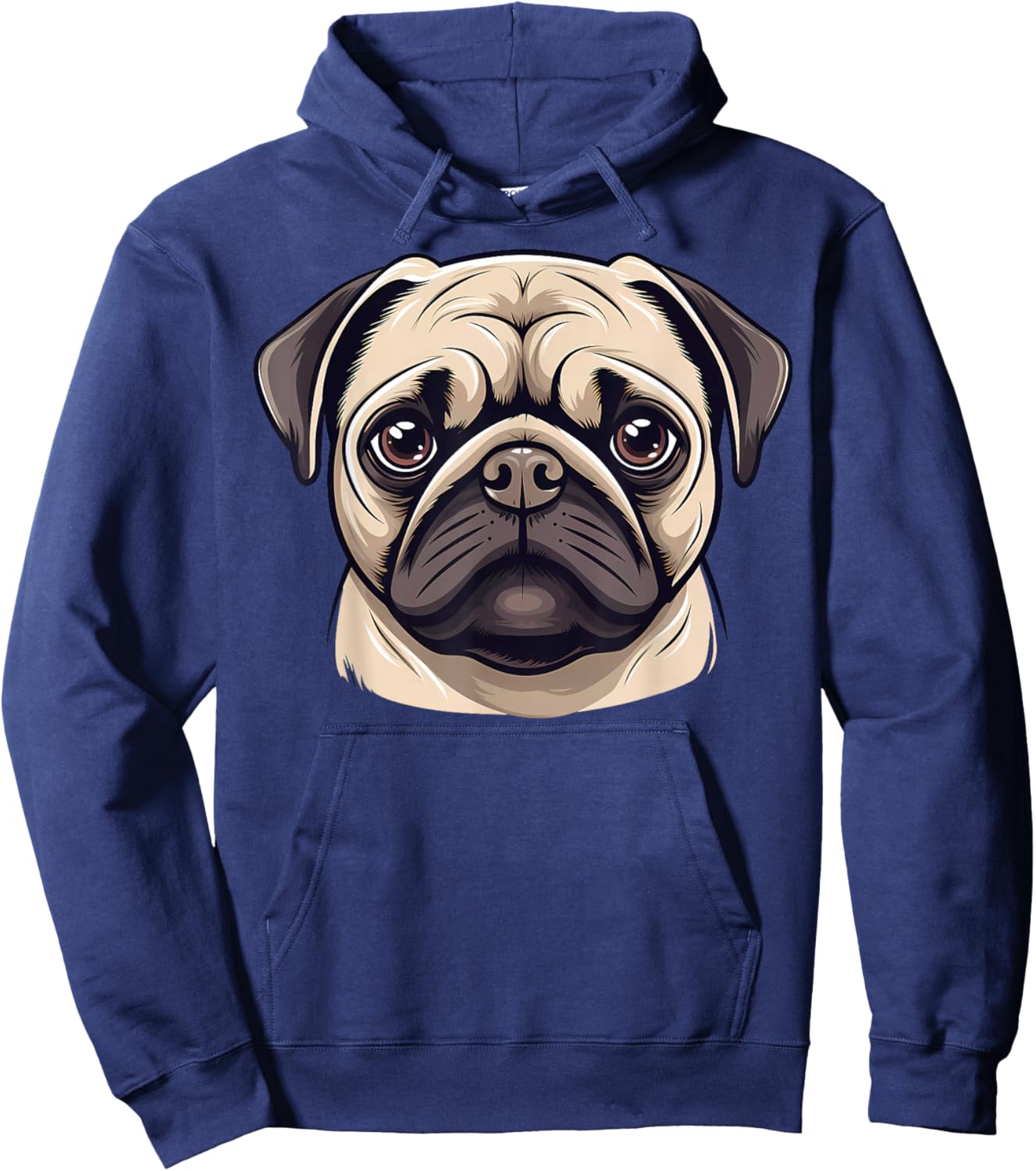 Cute Pug Face Cartoon Puppy Dog Lover Hoodie - Hoodie | Navy