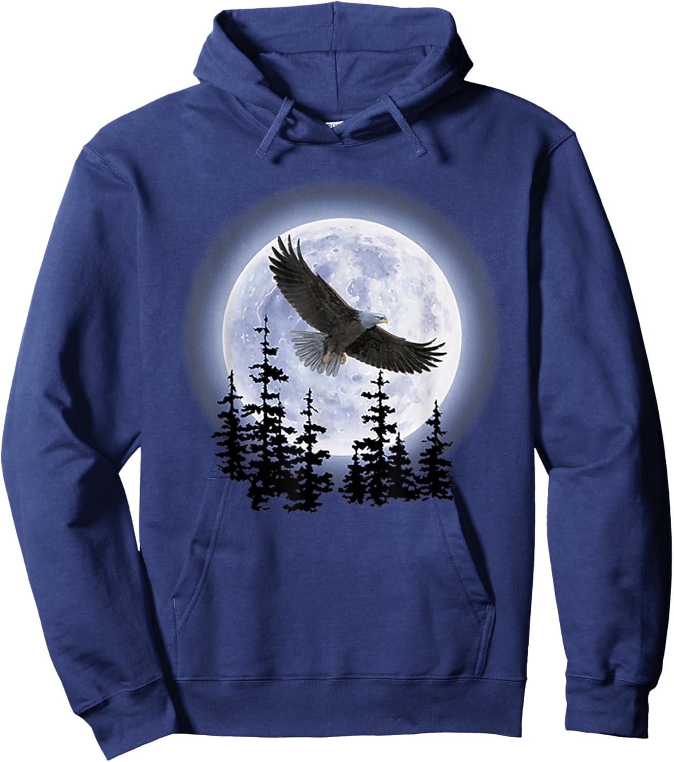 Bald Eagle with Moon Hoodie - Hoodie | Navy