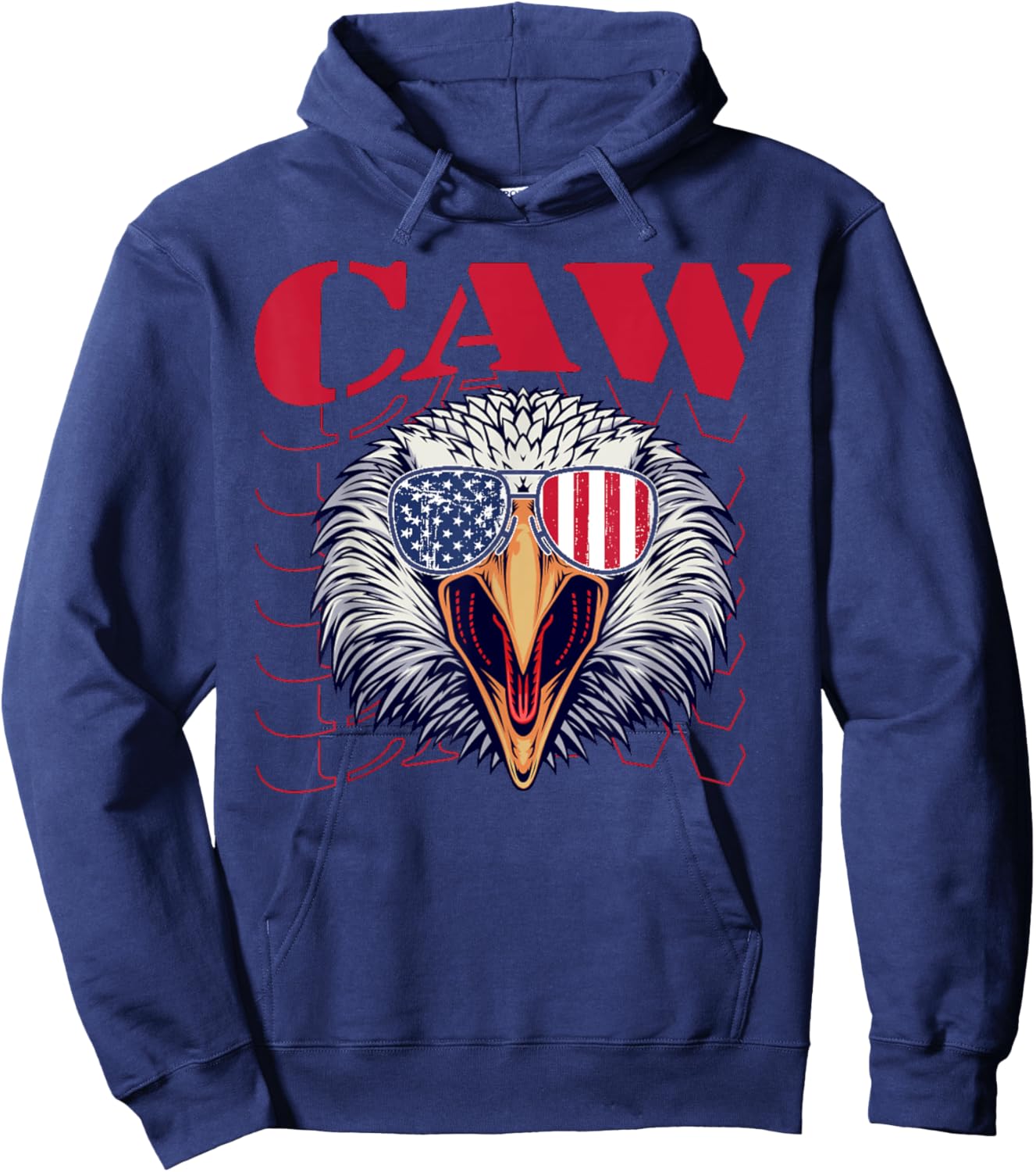 4th Of July Eagle Caw Retro American Flag Hoodie - Hoodie | Navy