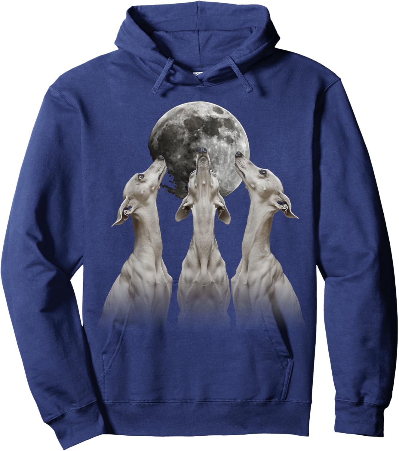 Italian Greyhound Dog Howling Moon Hoodie - Hoodie | Navy