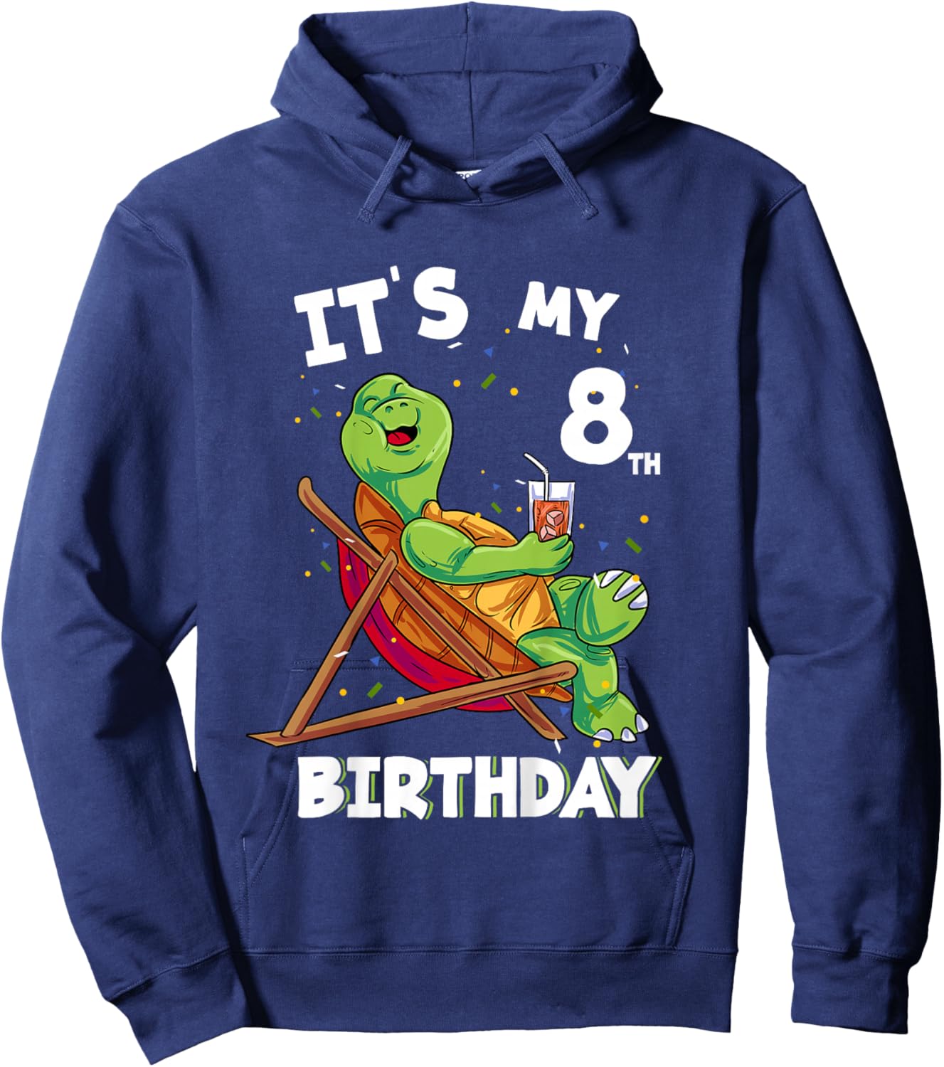 It's my 8th Birthday 8 Year Old Turtle Birthday Hoodie - Hoodie | Navy