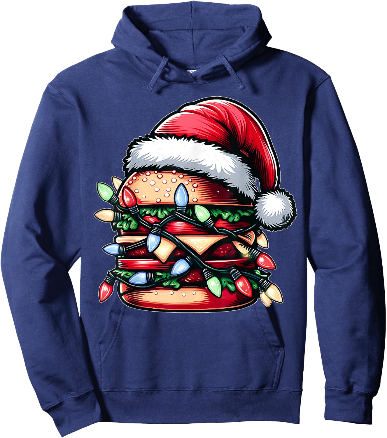 Burger Hamburger Christmas Hat Xmas Hoodie - Hoodie | Navy