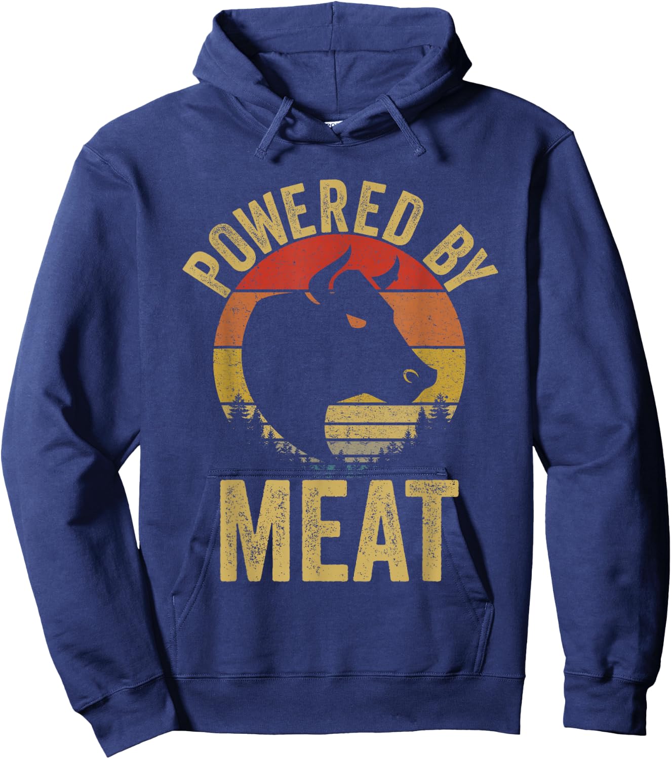 Vintage Powered By Meat Carnivore Meat Eater Hoodie - Hoodie | Navy