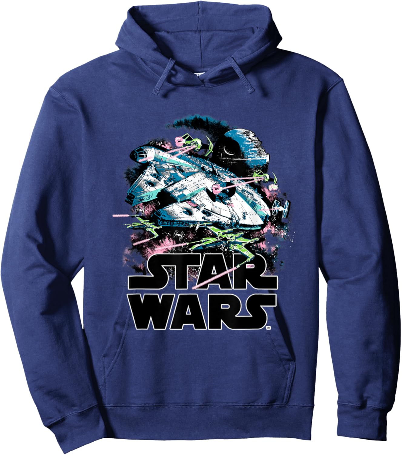 Star Wars Millennium Falcon and X-Wings Battle Hoodie - Hoodie | Navy