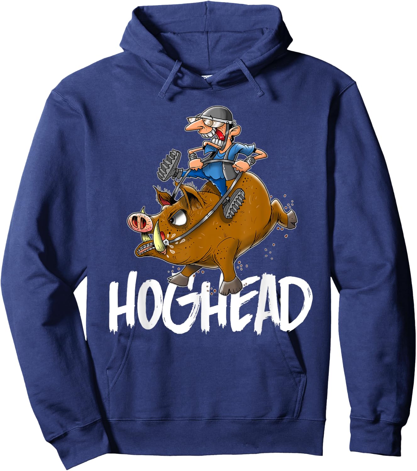 Hog Head Funny Motorcycle Biker Riding His Hog Hoodie - Hoodie | Navy