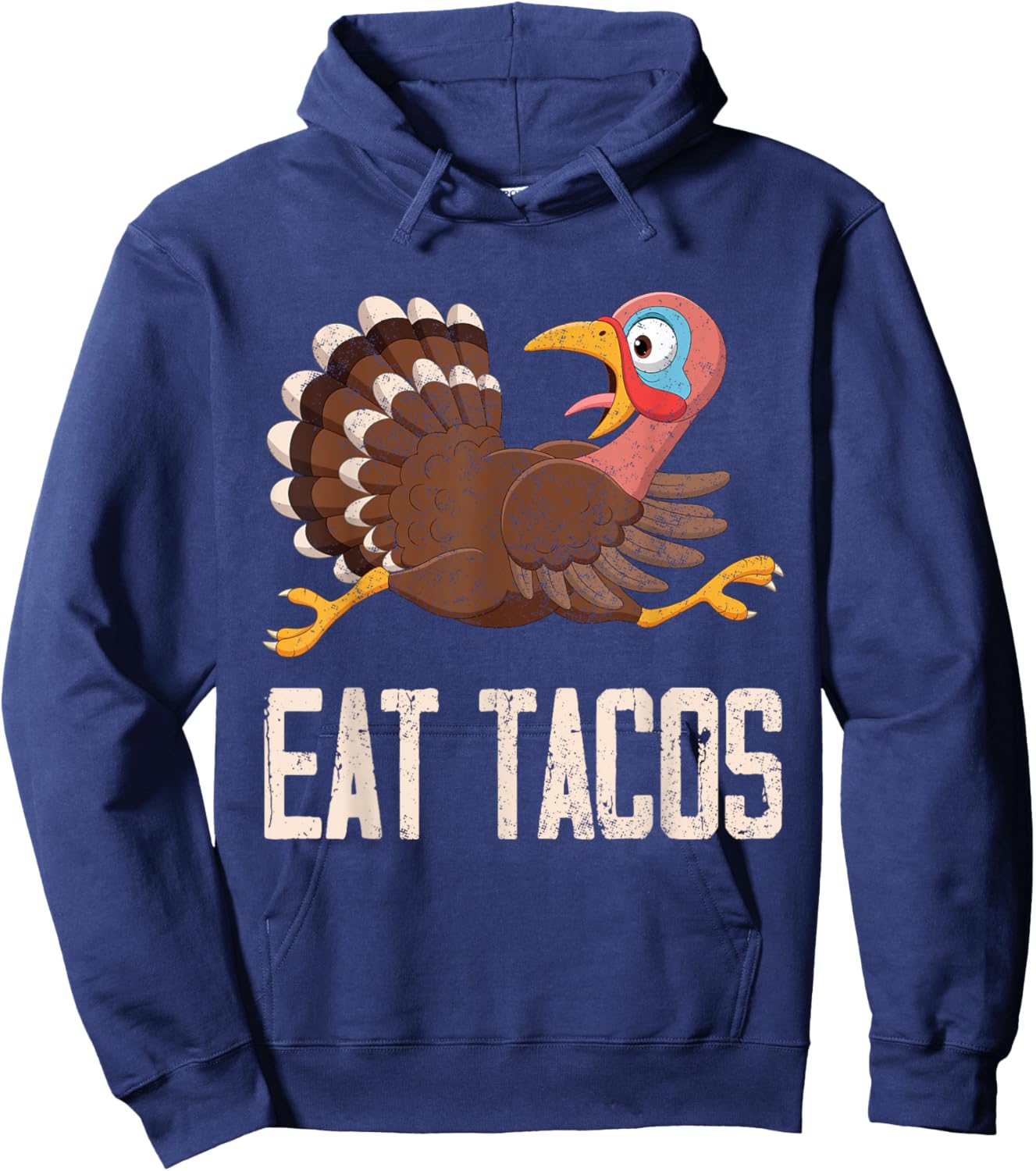 Funny Thanksgiving Turkey Eat Tacos Hoodie - Hoodie | Navy