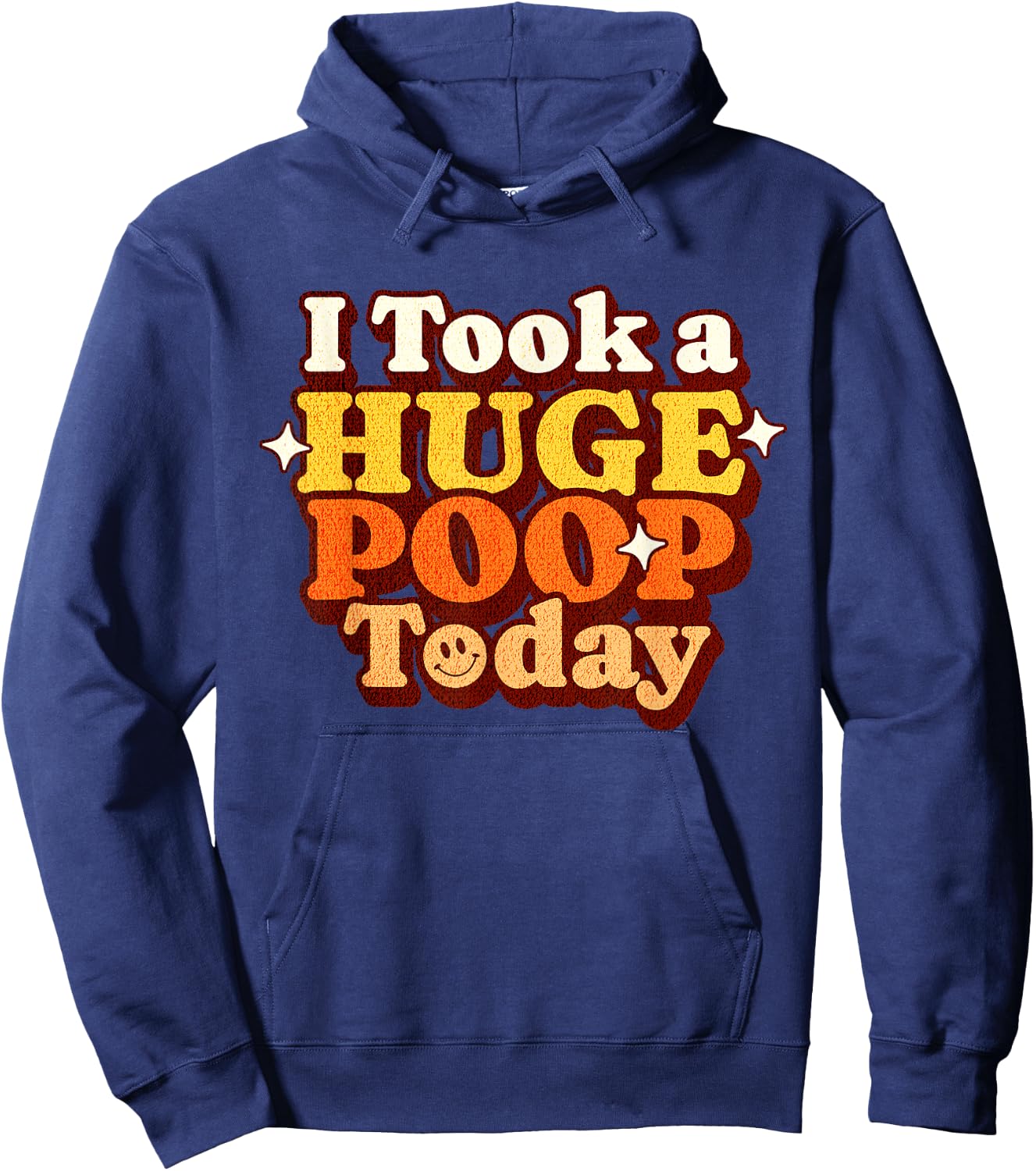 Funny Ironic Sarcastic Sayings Cynical Unique I Took A Huge Poop Today Lol Funny Toilet Adult Humor Meme -Adults Black X-Small Modern U-Neck Short Sleeve Hoodie - Hoodie | Navy