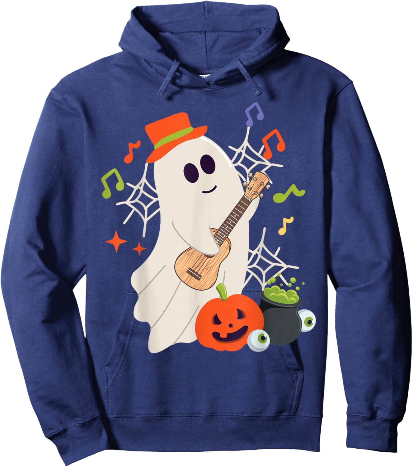 Hawaiian Ukulele Uke Halloween Ghost Hoodie - Hoodie | Navy